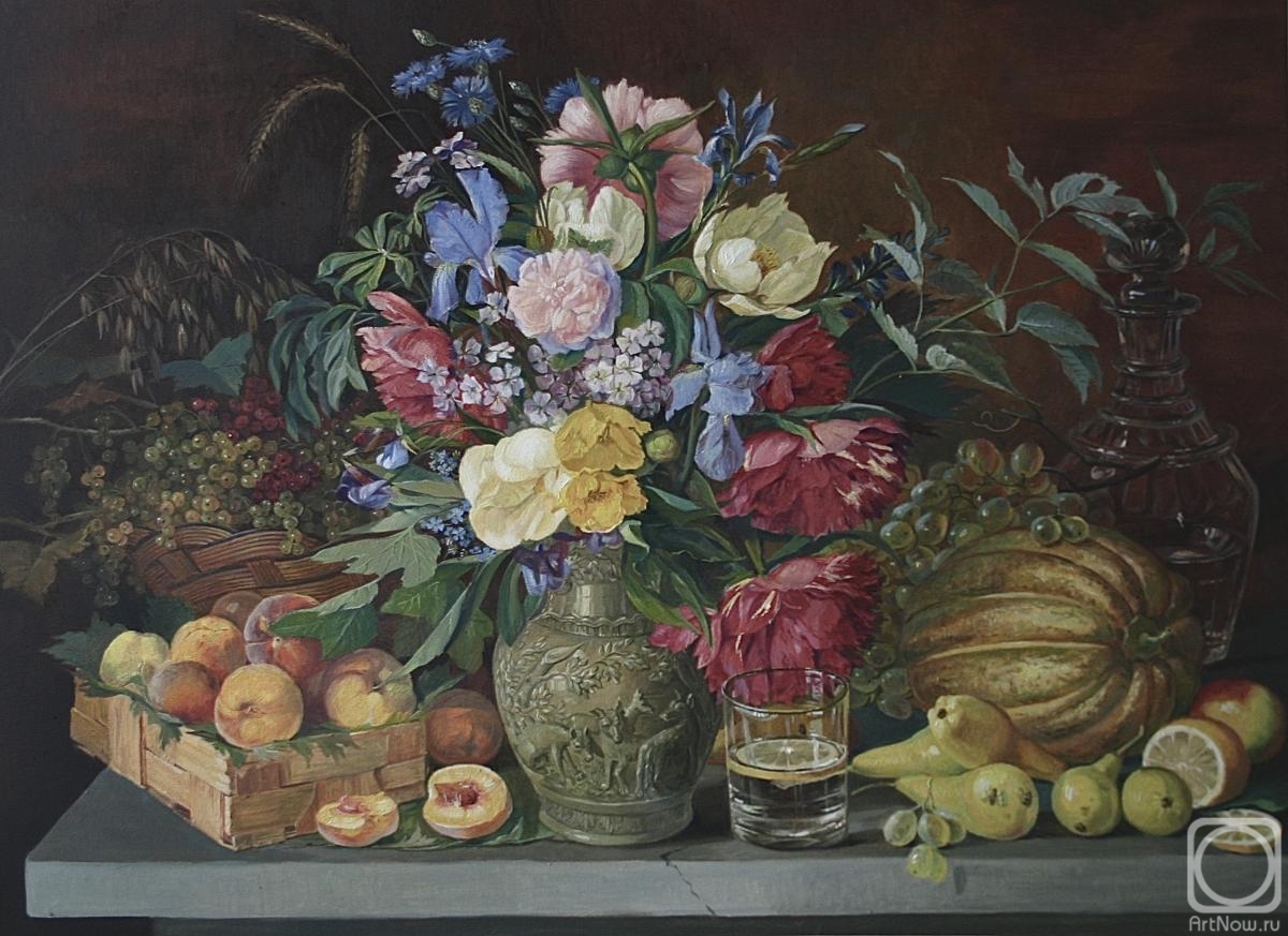 Preobrazhenskaya Marina. Flowers and fruits (copy of the painting by I.F. Khrutsky)