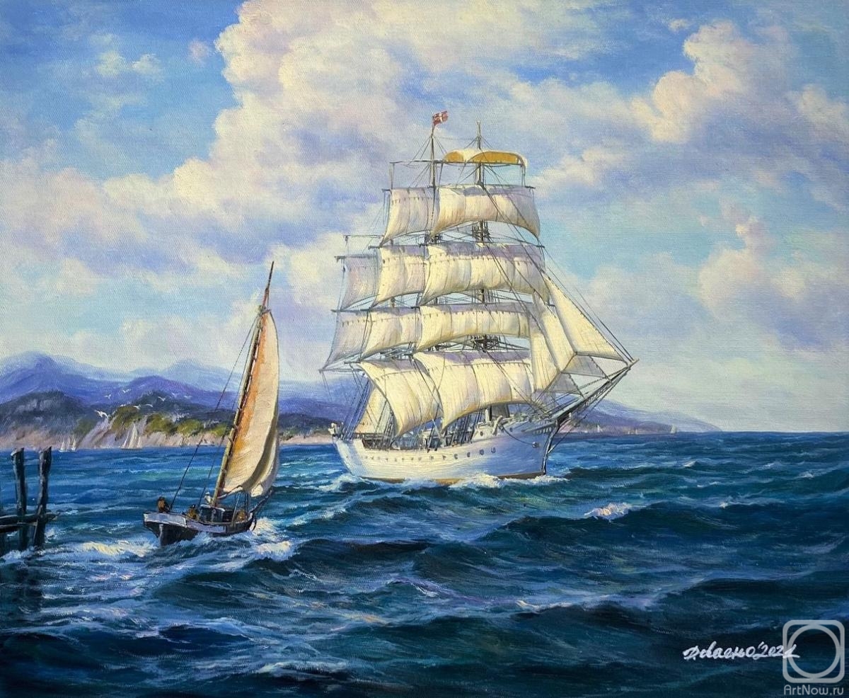 Lagno Daria. Copy of Charles Vickery's painting. Sailboats