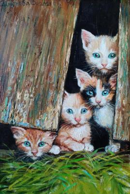 Waiting for mom (Kittens Under The Fence). Simonova Olga