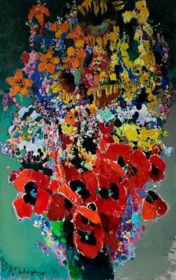 Large Bouquet with Poppies and Sunflower. Chatinyan Mger
