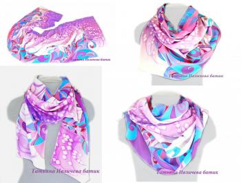 Silk scarf batik "Lilac Dreams".
