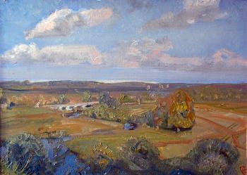 Landscape with a bridge over the Protva River. Bernatskiy Nikolay