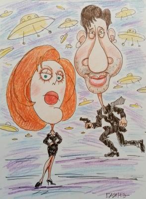 Painting Agents Scully and Mulder (friendly cartoon). Dobrovolskaya Gayane