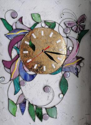 Watch "Flowers in Gold" (Panel Clock). Kuropteva Evgenia