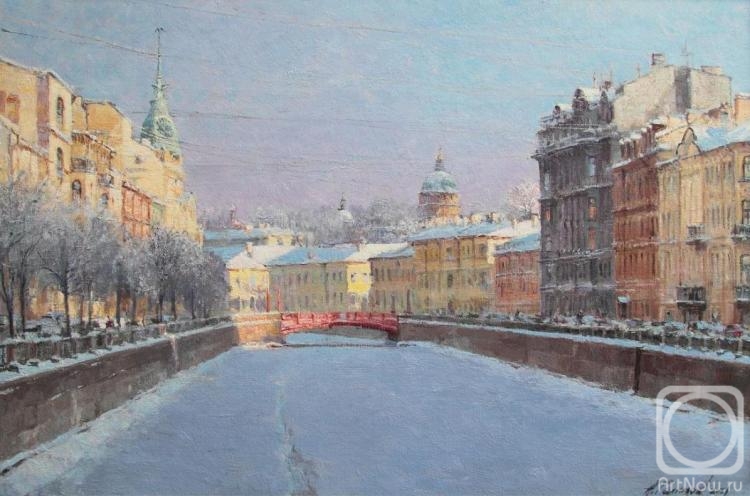Galimov Azat. Red bridge. Winter Moika river