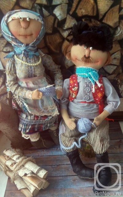 Plesovskikh Elena. Textile doll from the series "Granny and Grandpa"