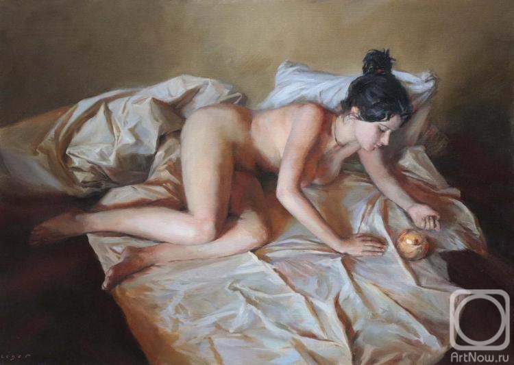 Dragin Igor. Nude with golden ball