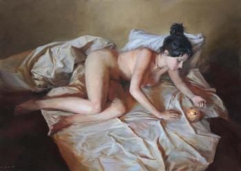 Nude with golden ball