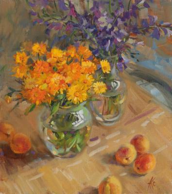 Flowers and apricots