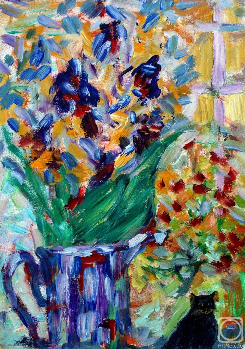 Kovaliova Elena. Irises in a blue jug
