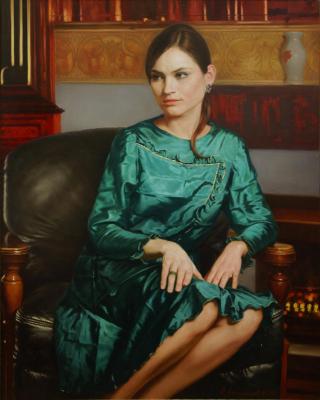 Girl in emerald dress. Aleksandrov Vladimir