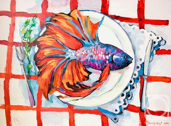 Zakharova Anastasiya. Goldfish on a plate