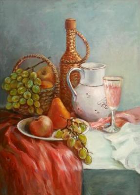 Still life with grapes (Painting With A Glass Of Wine). Pariy Anna