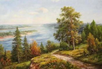 Pine trees by the river. Zorin Vladimir