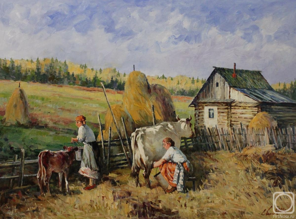 Malykh Evgeny. Autumn. Milking the Cow