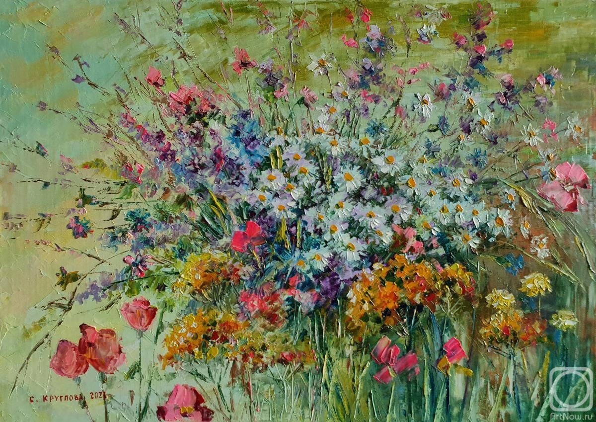 Kruglova Svetlana. In the field behind flowers
