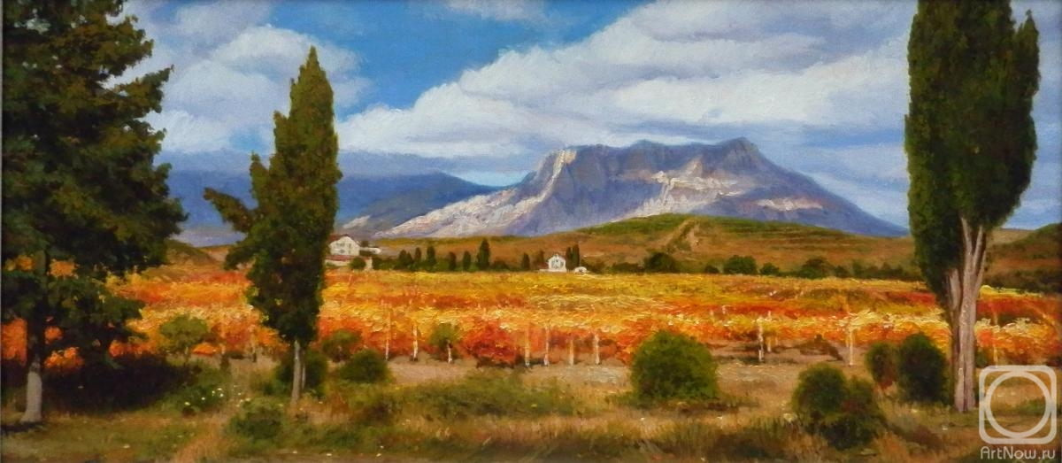 Karlikanov Vladimir. Autumn vineyards near Alushta. View of Mount Demerdzhi