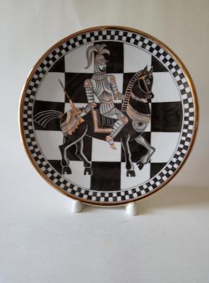 Chess, Black knight, (Porcelain Plate). Andreeva Marina