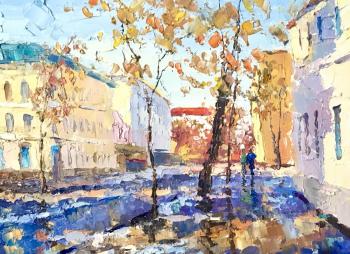 City after rain (Oil Painting With Palette Knife). Gavlina Mariya