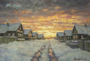 Thaw. Winter evening in the village. Gaiderov Michail