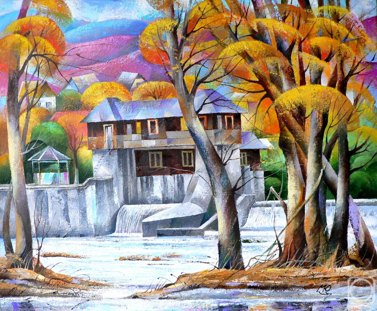 Matsik Yury. Autumn on the river Uzh, village Kamyanitsa (series "Native Places")