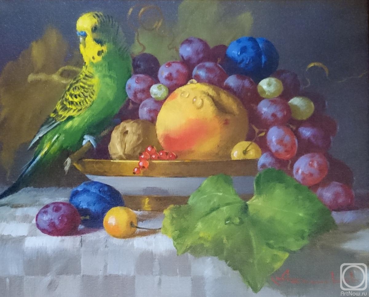 Bashirov Andrey. Still life with a green parrot