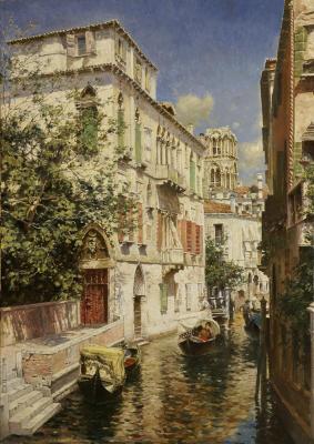 A Venetian canal. Copy of the film. The Artist Rubens Santoro