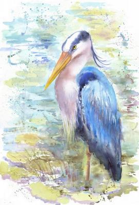 Blue heron in the water (Water Bird). Masterkova Alyona
