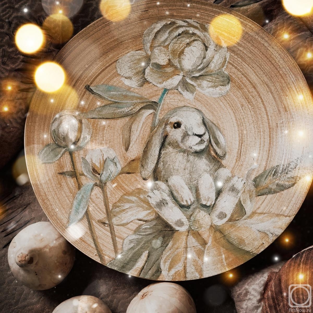 Pariy Anna. Hare in peonies