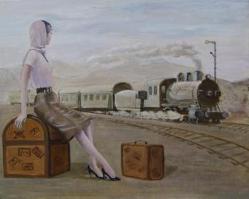 Waiting for the train (free copy of Jasper) (Steam Train). Kudryashov Galina