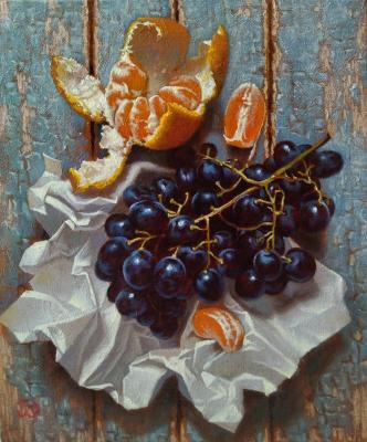 Grapes on white paper. Horoshilov Oleg