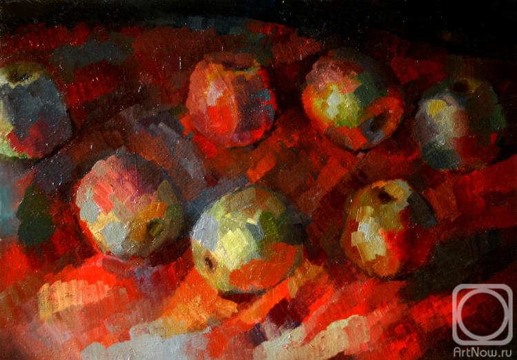Spiridonova Tatiana. Apples on the red