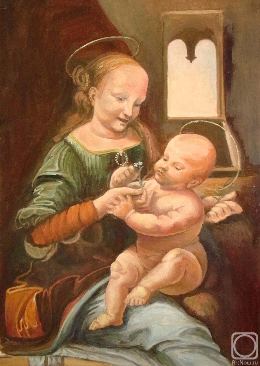 Lukashov Vladimir. Copy of the painting by Leonardo do Vince "Madonna with a Flower"