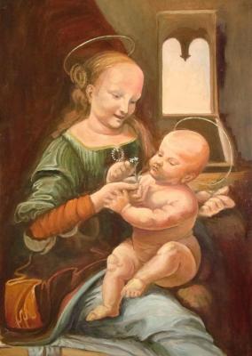 Copy of the painting by Leonardo do Vince "Madonna with a Flower". Lukashov Vladimir