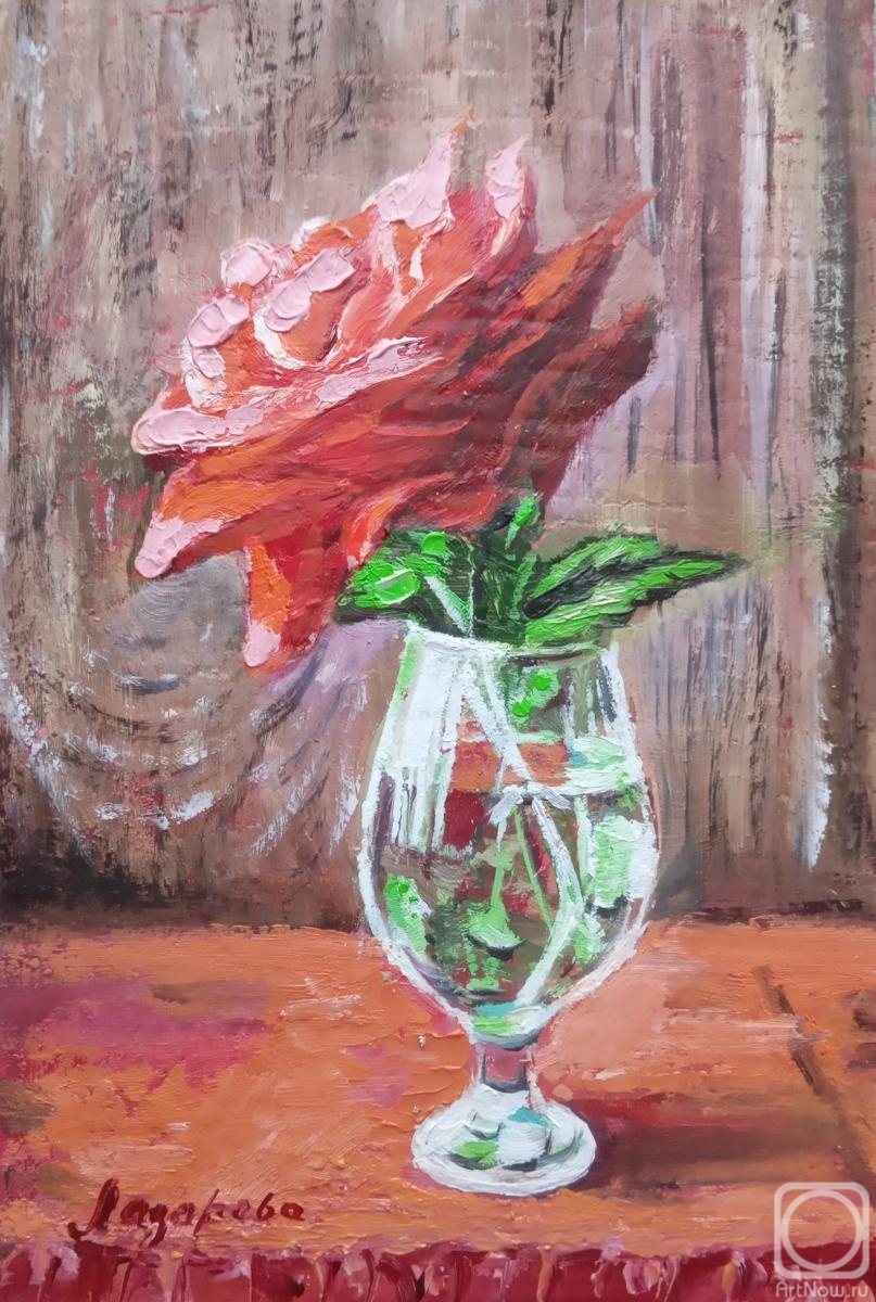 Lazareva Olga. A rose in a wine glass