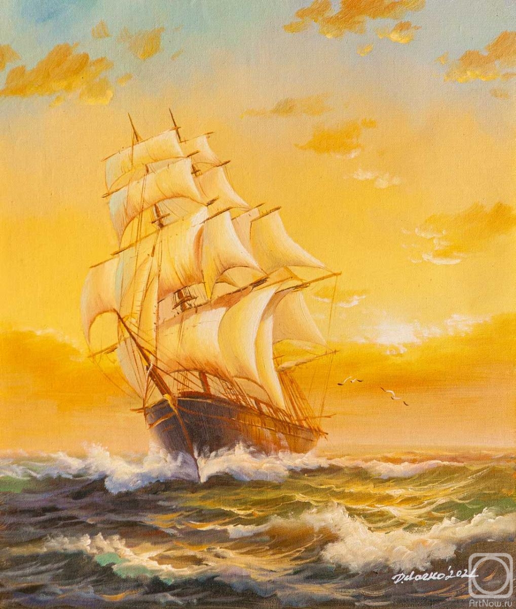Lagno Daria. Sailboat. Filling the sails with the sun