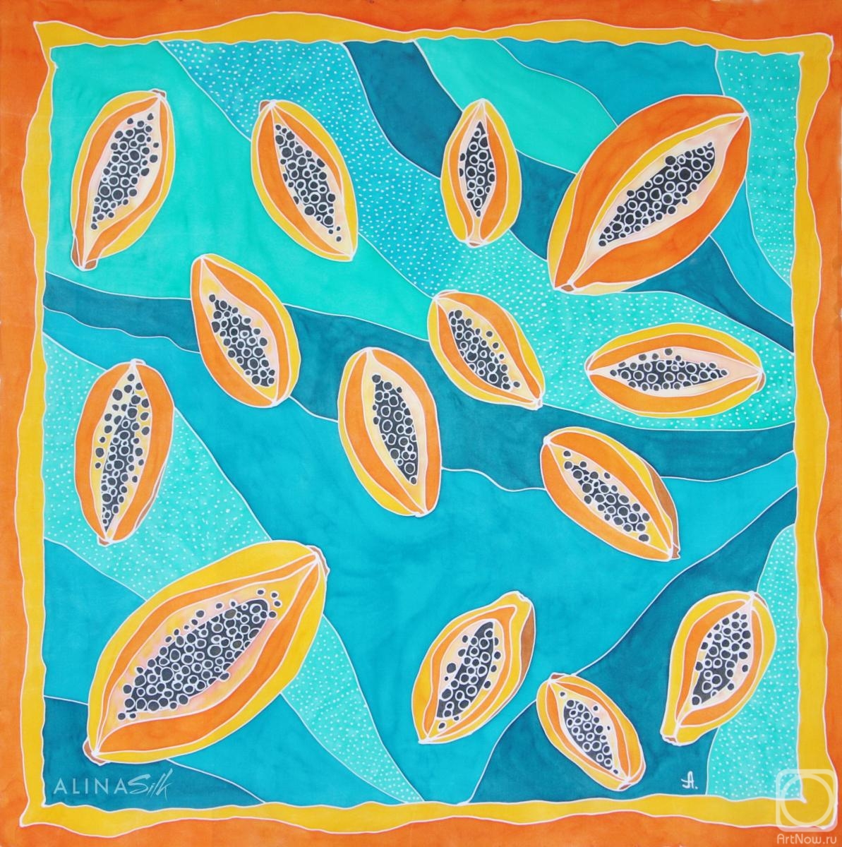 Moshnina Alina. Silk scarf "Papaya"