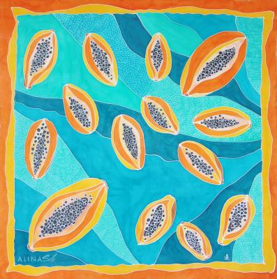 Silk scarf "Papaya". Moshnina Alina