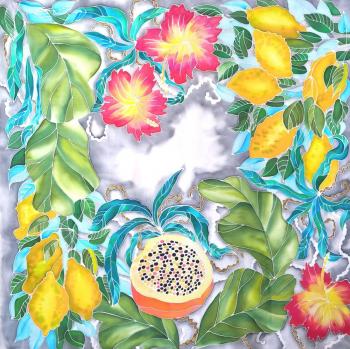 Satin scarf "Lemon Paradise". Moshnina Alina