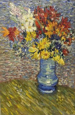 Flowers in a blue vase. Voloshin Nikita