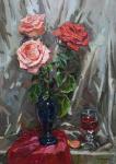 Sorokina Olga. Roses and a glass of wine