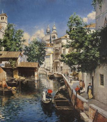 View from the island of Giudecca to the Cathedral of Santa Maria della Salute. Venice (Giudecca Canal). Aleksandrov Vladimir