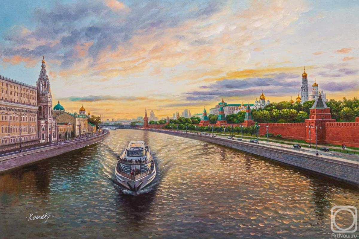 Kamskij Savelij. Walk along the Moscow River. View of the Kremlin and Sofia embankment