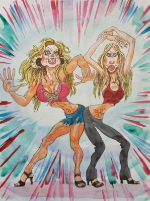 Painting Christina and Britney (Friendly Cartoon, version 4). Dobrovolskaya Gayane