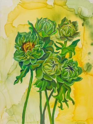 Green Sunflowers (Oversized Artwork For Home). Volna Olga