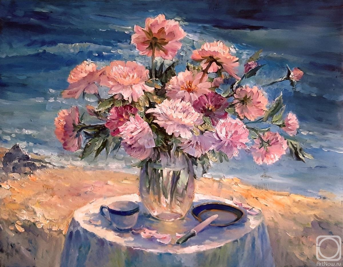 Khon Andrey. Peonies and sea