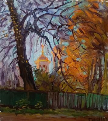 Painting Zvenigorod, view of the Church of the Ascension from Novaya Street. Dobrovolskaya Gayane