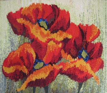 Poppies tapestry handmade.