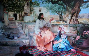 A copy of the painting "Jesus visiting Martha and Mary" by G.I. Semiradsky (Semiradsky S Copy). Arlachyov Leonid