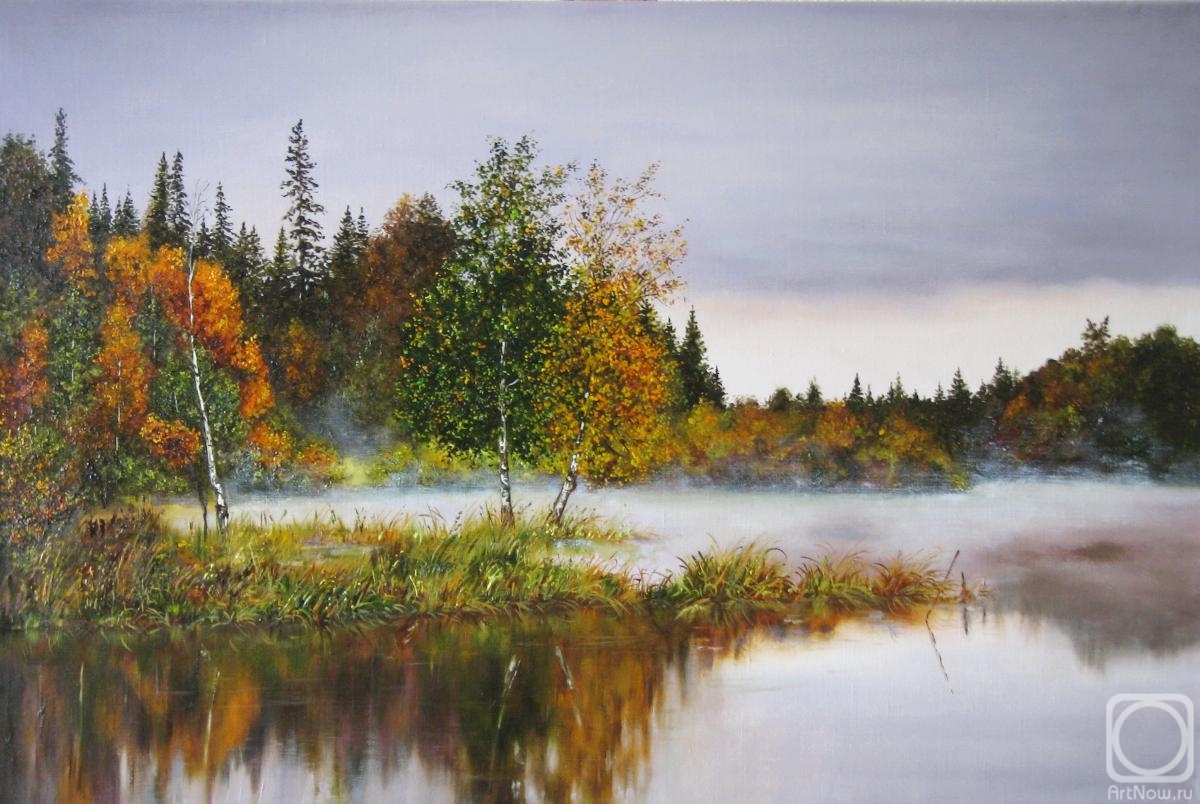 Shaykina Natalia. Fall Landscape Painting Original Art, Autumn Trees Painting Oil on Canvas